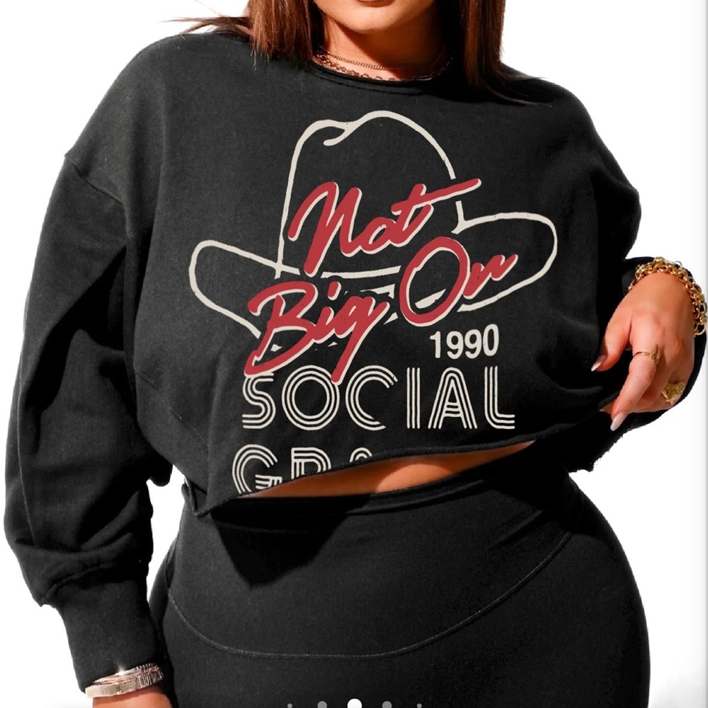 NEW Pebby Forevee Not Big on Social Graces oversized cropped sweatshirt